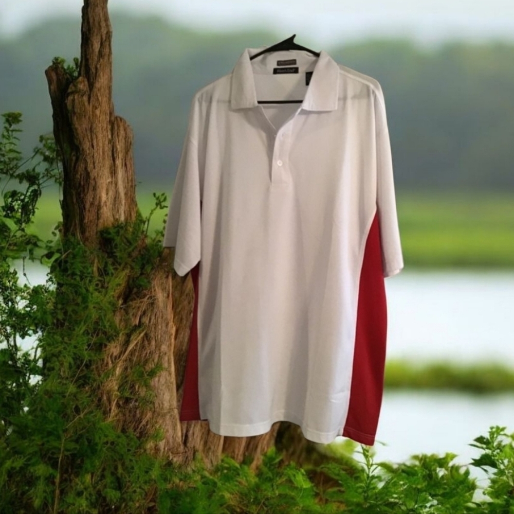 Rivers END  Mens golf shirt red/white solar shield UPF 30+ XL great for …